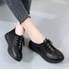 Spring and Autumn PU Leather Tendon Sole Shoes Women's Wear-Resistant Flat Casual Cowhide Middle-Aged and Elderly Mom Shoes