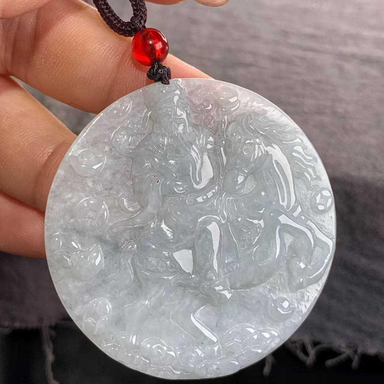 A-Grade Myanmar Jade Baby Buddha Pixiu Tara Fu Pendant with Floral Landscape Design.