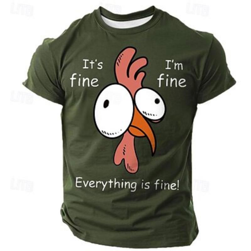 Animal Rooster Funny Retro Vintage Casual Street Style Men's 3D Print T Shirt Short Sleeve Crew Neck Shirt Spring Summer Clothing