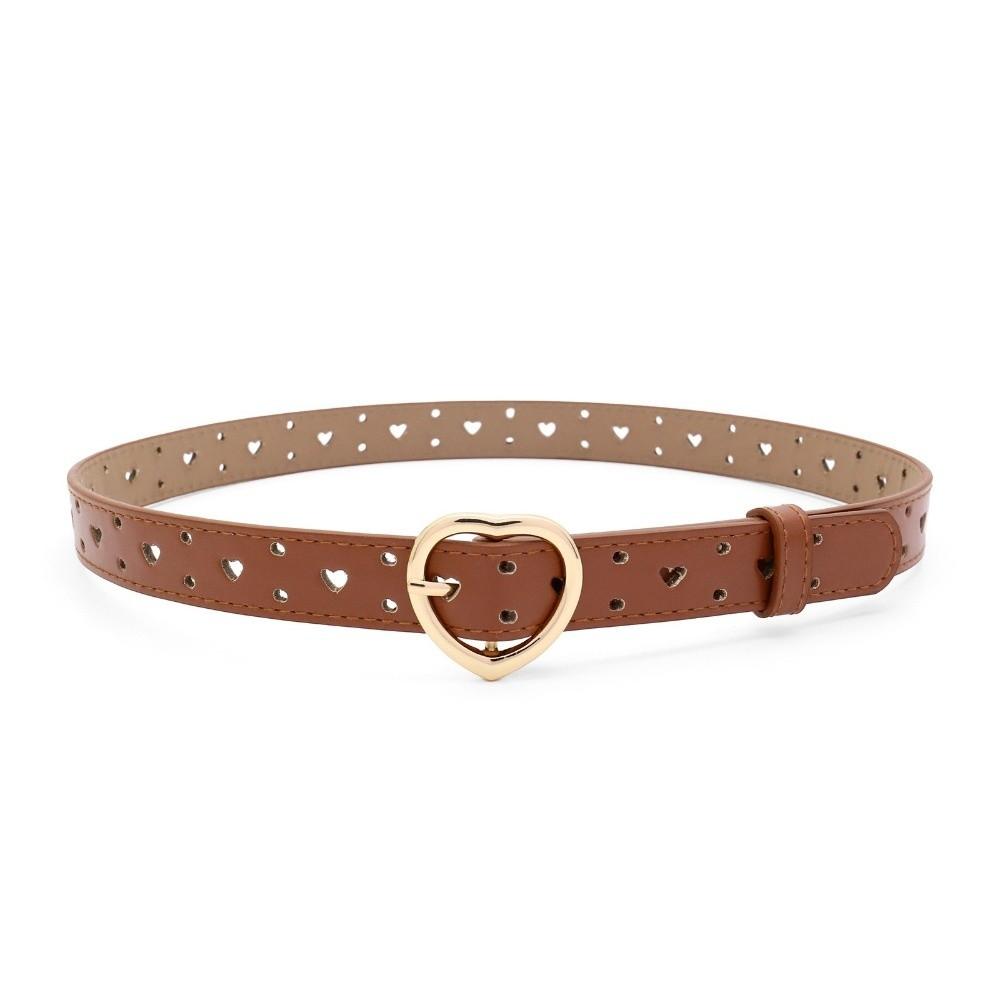 Faux Leather Buckle Belt Heart-shaped Pin Girls Dress Belt Youth Kids Waist Belt for Kids