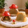 Creative Mushroom Shaped Ceramic Hamster Hideout Cute Tree Stump Mushroom Cave Chew-Proof Hamster Cooling House Indoor Habitat
