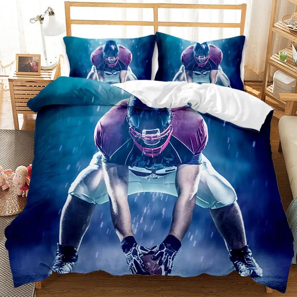 Football Duvet Cover Set Football with Fire Youth Sports Teens Bedding Set Football Double Queen King Size Polyester Qulit Cover