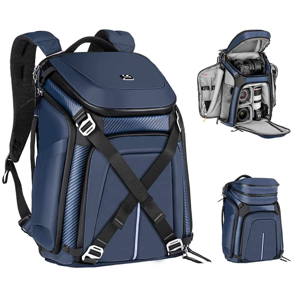 

Camera large inch PC shoulder reflex camera ideal for mountain outdoor blue [K&F Concept] bag, backpack, capacity, 25L, tripod, 15.6 storage, bag, синій