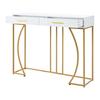 Console Table with 2 Drawers Light Luxury Modern Metal Golden Frame Living Room Farmhouse Long Hallway Table Behind Sofa Narrow Entryway Table