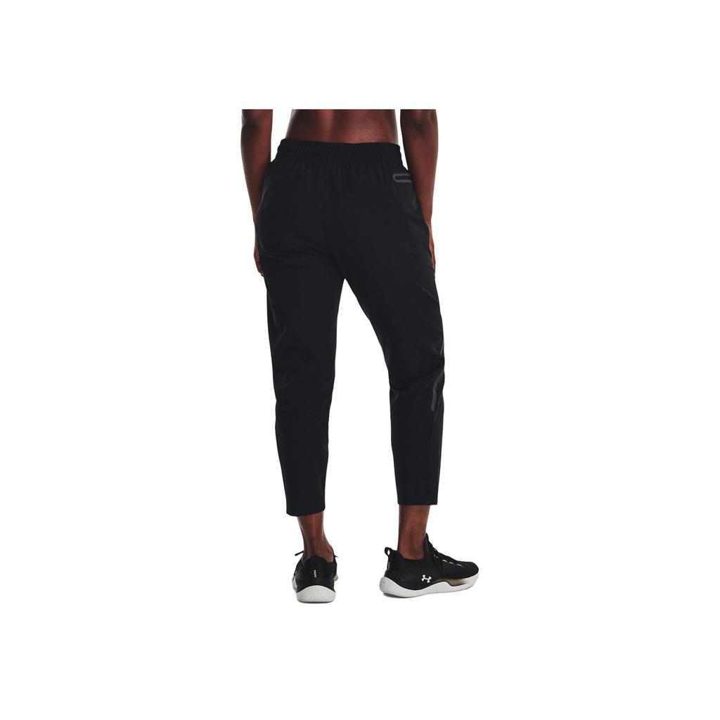 Under Armour Solid Color Elastic Waist 9-Point Casual Pants Women bottoms Black 1376922-001