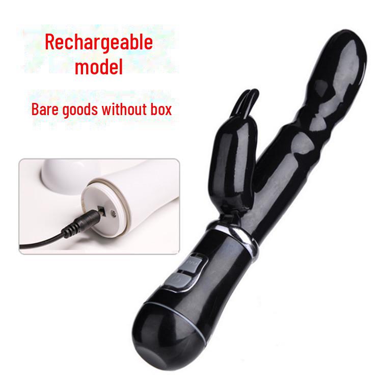 Vibrator reîncărcabil cu șoc dublu pentru punctul G, tip iepure, pentru cupluri - Dispozitiv de masaj cu vibrații intense