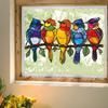 Vintage Mosaic Painted Woodpecker Window Stickers, Self-Adhesive Decals for Storefront Home Glass Decoration