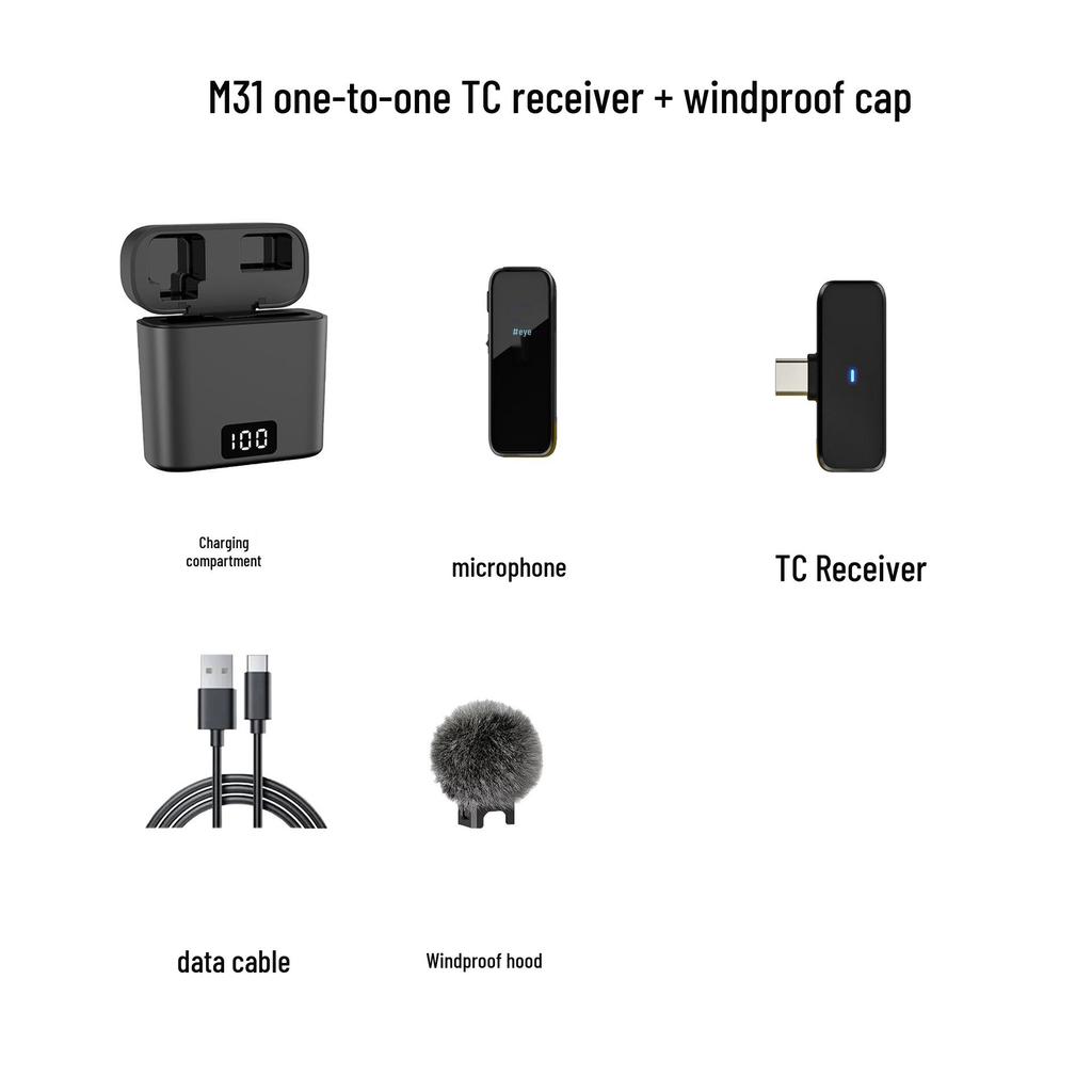 M3 Wireless Collar Clip Microphone with Charging Case, Dual Storage, Noise Reduction, for Mobile Live Broadcasts.