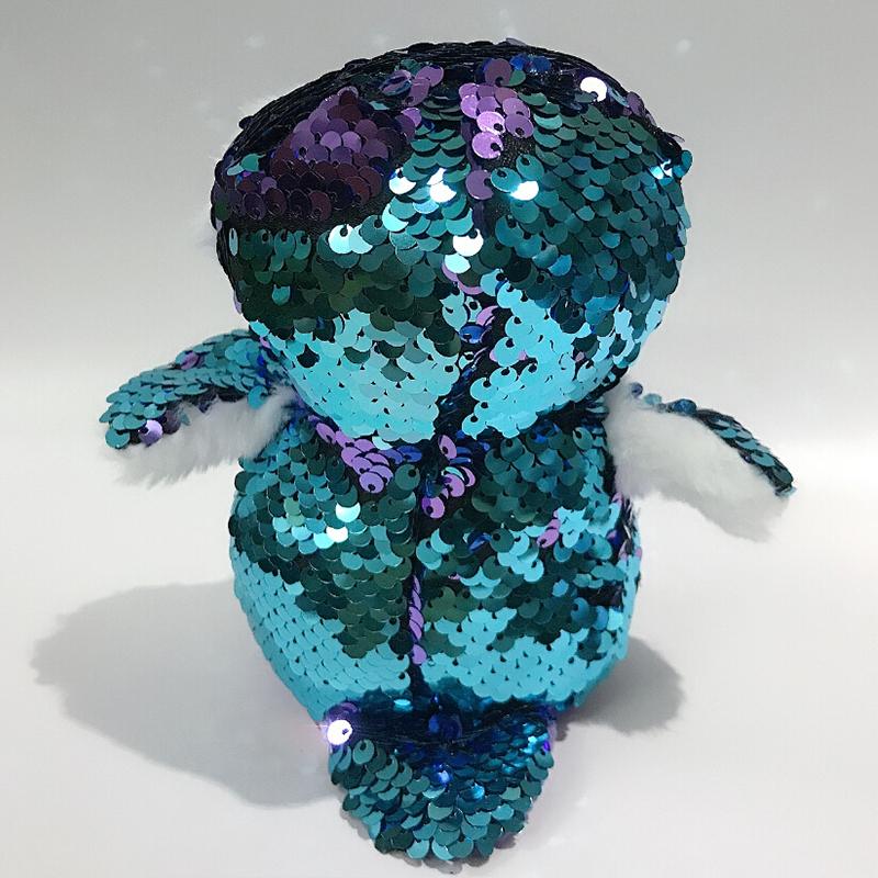 15cm Büyük Gözlü Payetli Mor Baykuş Ay Işığı Doldurulmuş Peluş Oyuncak Sevimli Hayvan Bebek Çocuklar Noel Yeni Yıl Hediyeleri