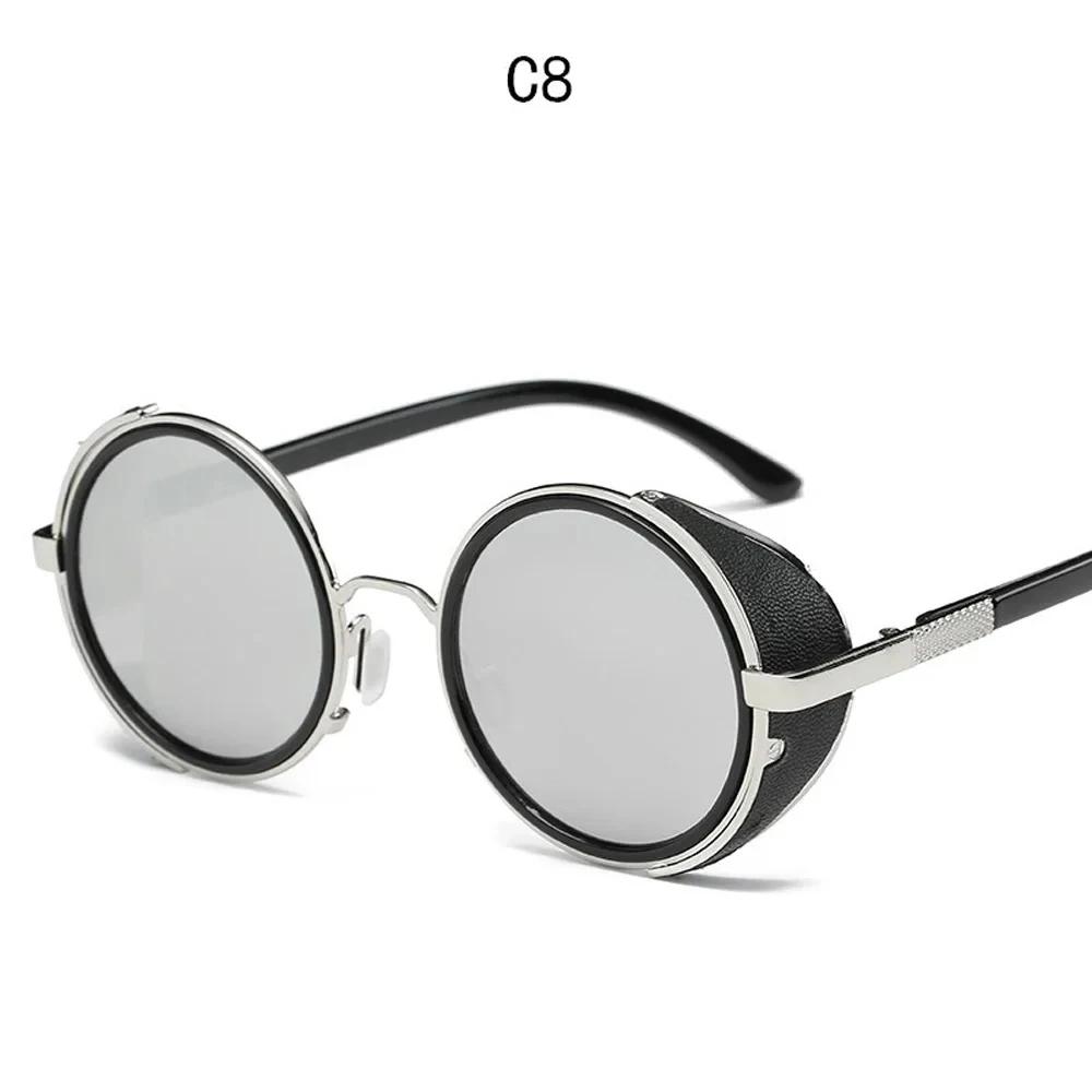 Steampunk Sunglasses Unisex Vintage Round Glasses Retro Style Punk Goggles Men Women Side Visor Circle Lens