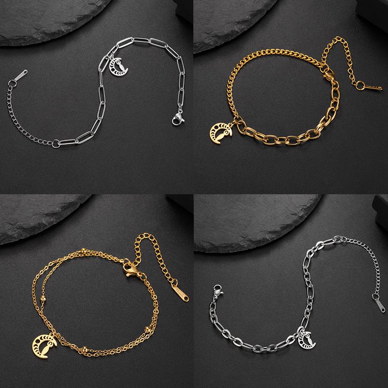 LIKGREAT Classic Crescent Triple Moon Goddess Bracelets Stainless Steel Wicca Hecate Fertility Amulet Jewelry Lucky Women Gifts