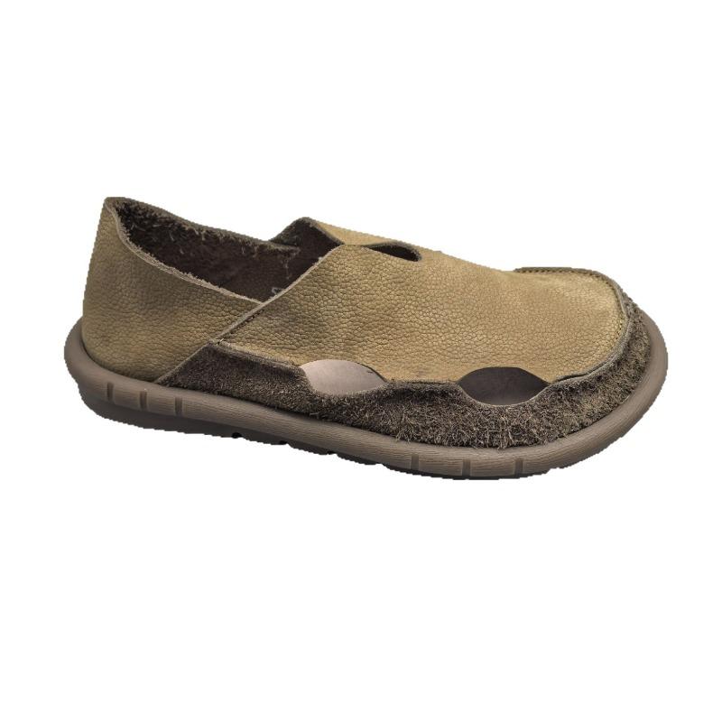 Genuine Leather Women's Shoes Summer Shallow Flat Shoes Single Shoes One-foot Wear Breathable Lazy Shoes