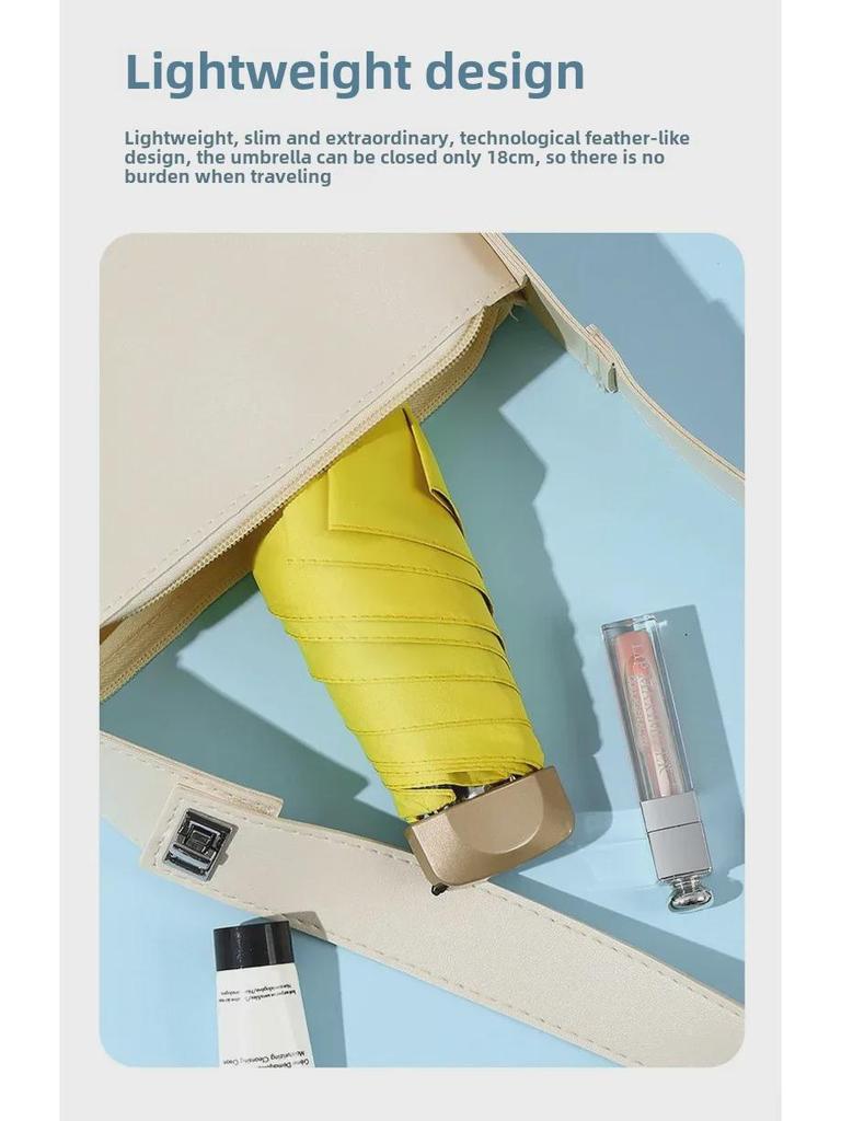 Sluneční a deštníkový 5-skládací mini kompaktní deštník s UV ochranou – Slunečník a přenosný kapesní deštník