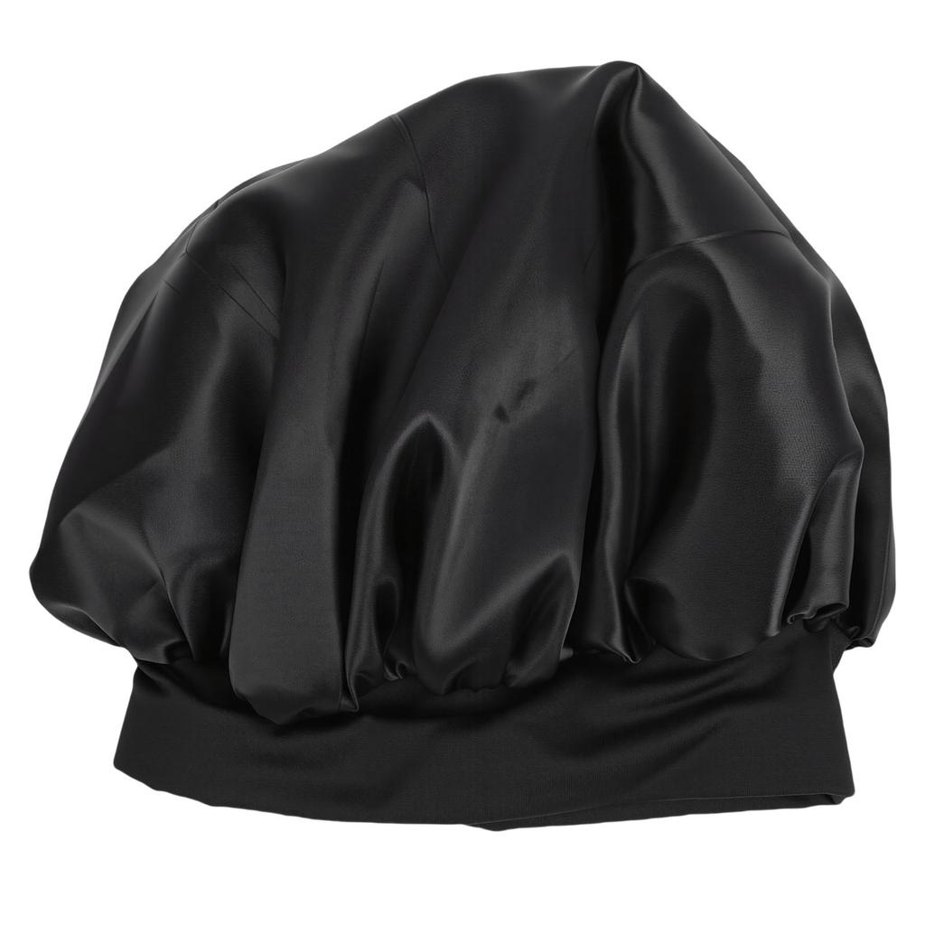 Sleep Bonnet Adjustable Head Wrap Anti Slip Double Layer Hair Bonnet for Long Curly Braided Hair Black with Black Lining