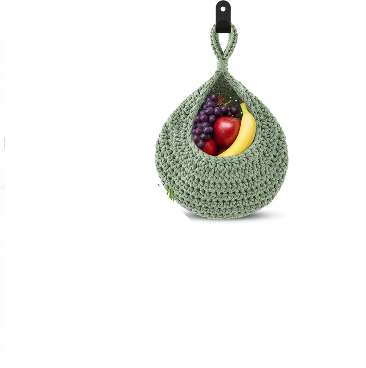 Kitchen hemp rope fruit basket hand woven cotton rope hemp rope hook woven fruit net pocket storage net pocket storage mesh bag S 14x20cm