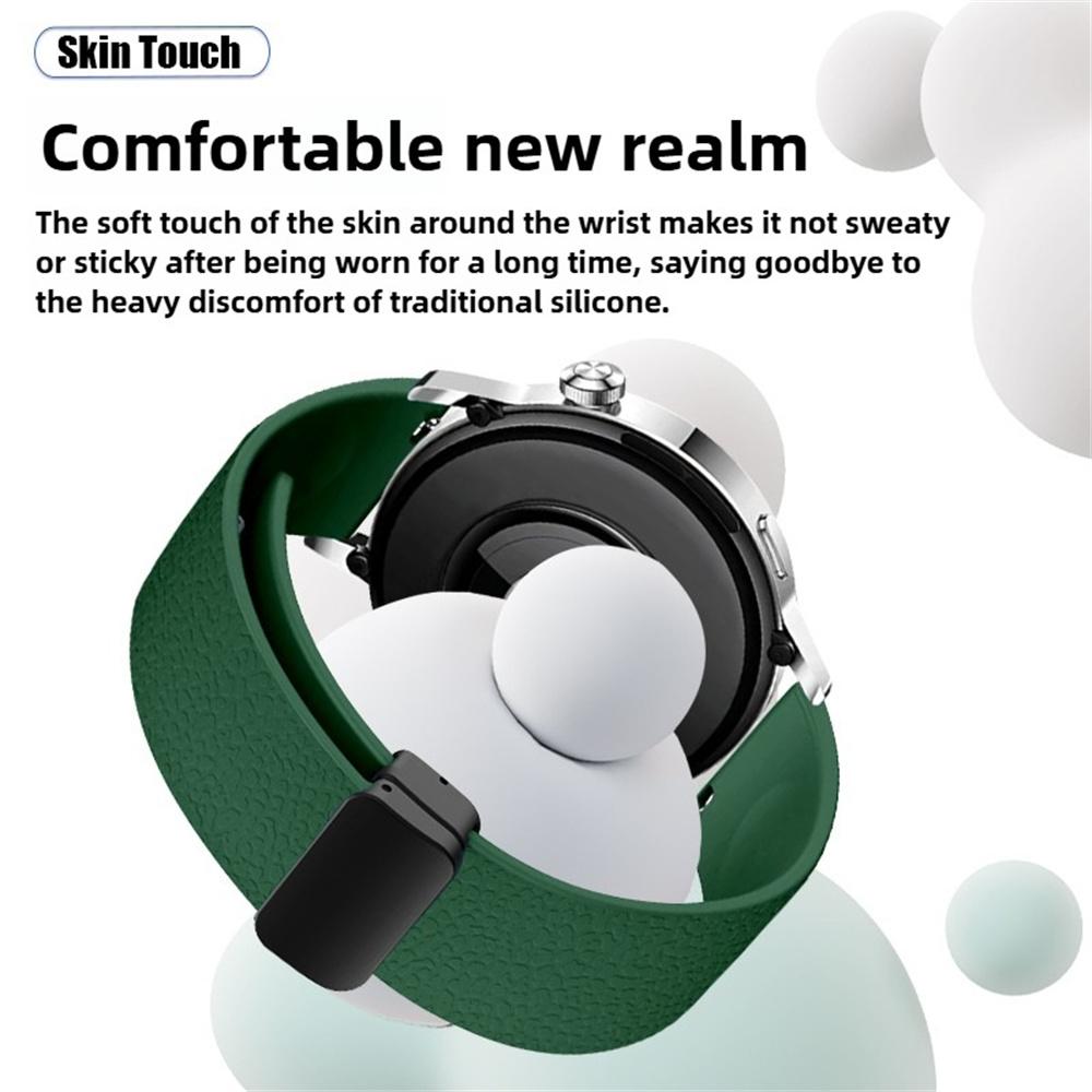 22mm Magnetic Silicone Band for Huawei Watch GT 5 46mm/GT 5 Pro 46mm/Samsung Galaxy Watch3 45mm Litchi Texture Watch Strap