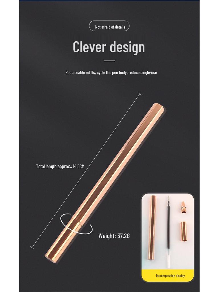 Hexagonal Retro Brass Ballpoint Pen - Office & Student Signing Pen