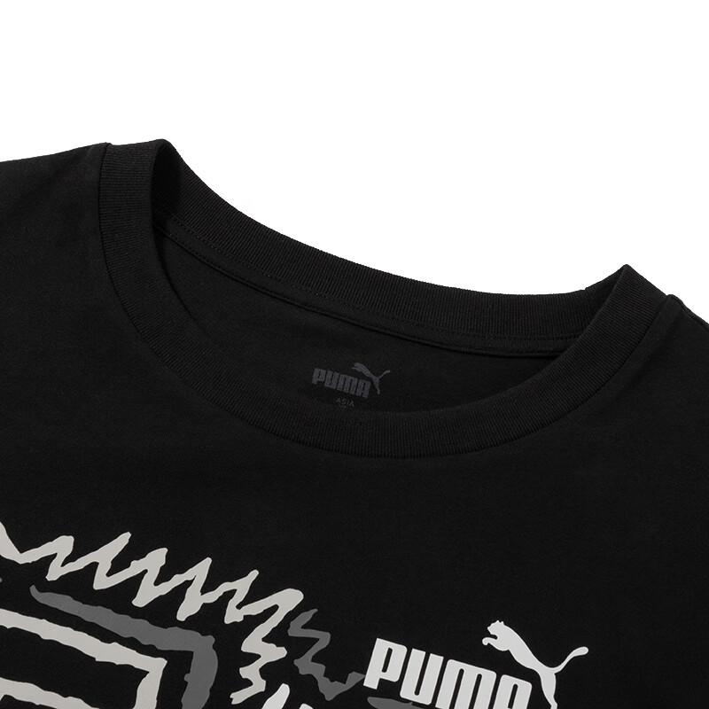 Puma Letter Pattern Printed Vintage American Casual Sports Crew Neck Short Sleeve T-Shirt Men T-Shirts Black 682151-01
