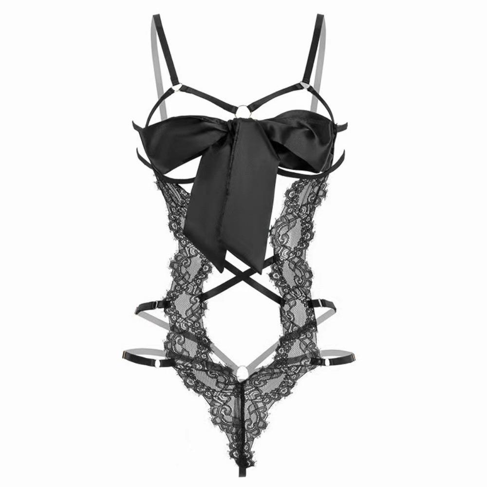 Man Wants Erotic Underwear Female Sexy Chest Hollow Lace-up Temptation Suspender Lace Onesie Uniform Set