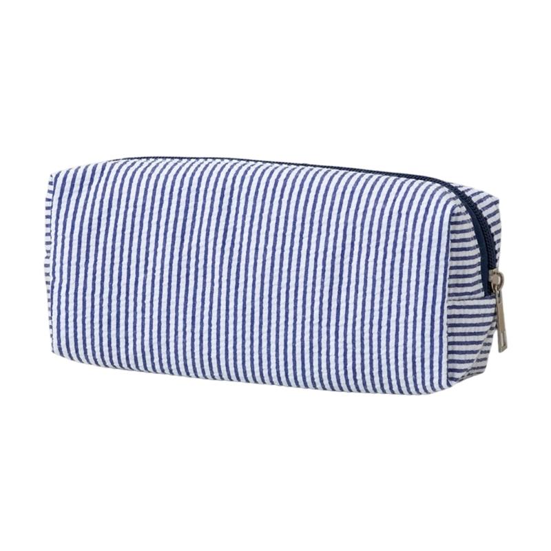 Multiunction Striped Pencil Case Water Resistant Polyester Pen Pouches Travel Cosmetics Bag For School Office Supplies