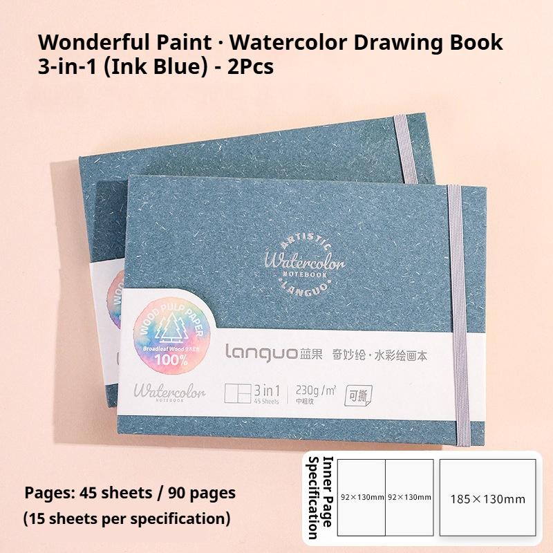 Languo Watercolor Drawing Book Thick Paper GSM 230/300g Watercolor Book Tearable Paint Book Portable Inspiration Record Notebook