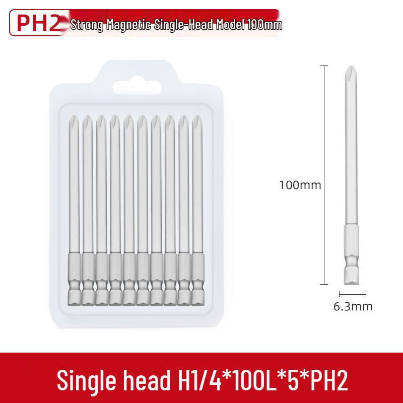 S2 PH2 Strong Magnetic Phillips Screwdriver Bit for Electric Drills and Air Screwdrivers
