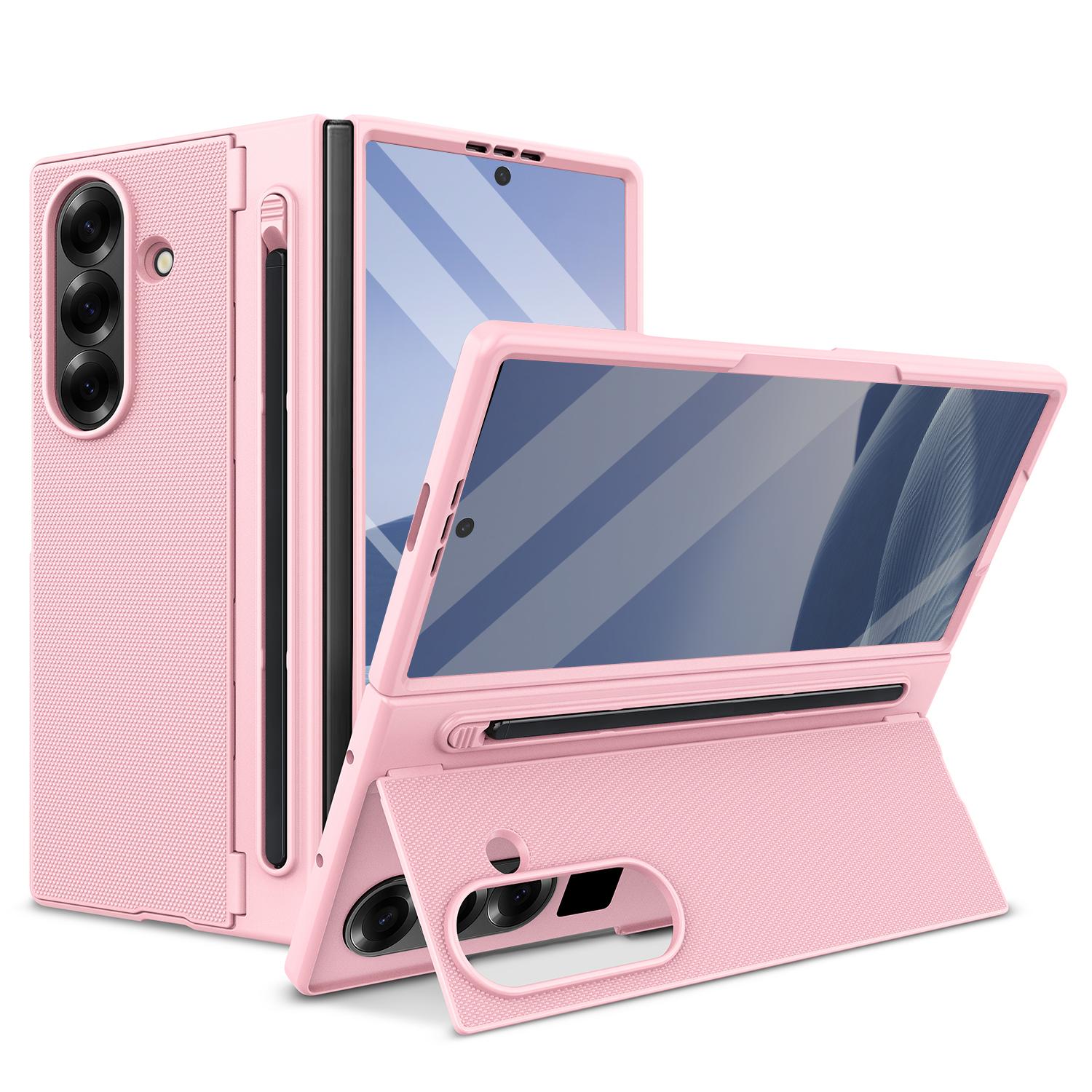 

Lightweight Z Fold 7/6 Phone Case with Built-in Stylus, Kickstand and High Screen Protector Compatible with Samsung Z Fold 7 6 Galaxy Z Fold7 розовый