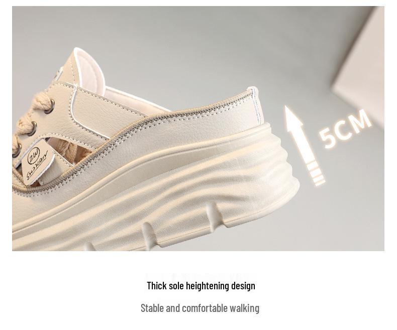 W3610 Breathable Women's Knit Sandals - 2024 Summer, Hollow Out, Thick Sole, Plus Size, Inner Heel Lift, Casual Fashion.