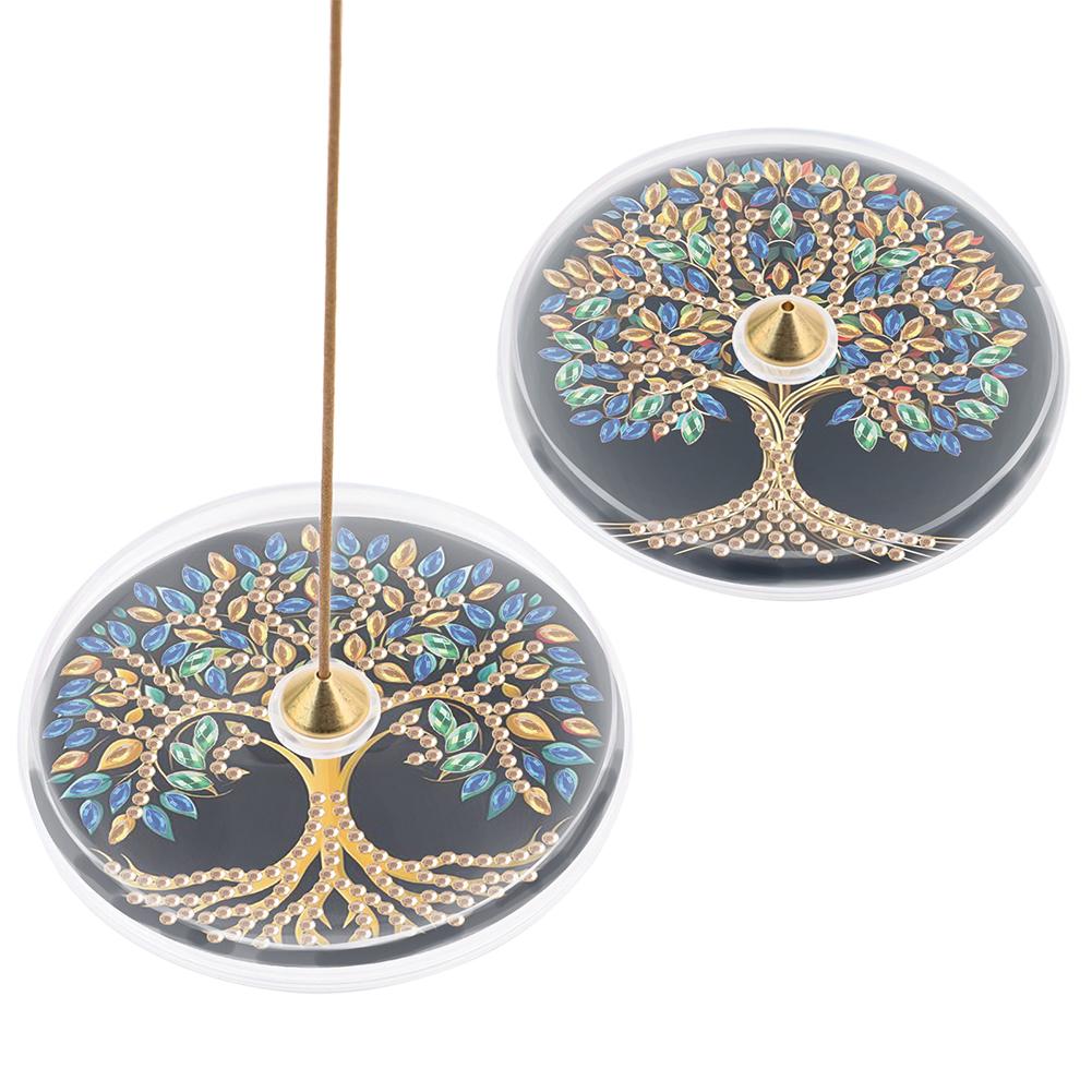 2Pcs Acrylic Special Shaped Beautiful Pattern Diamond Painting Incense Holder Diamond Painting Aroma Stand for Yoga Meditation