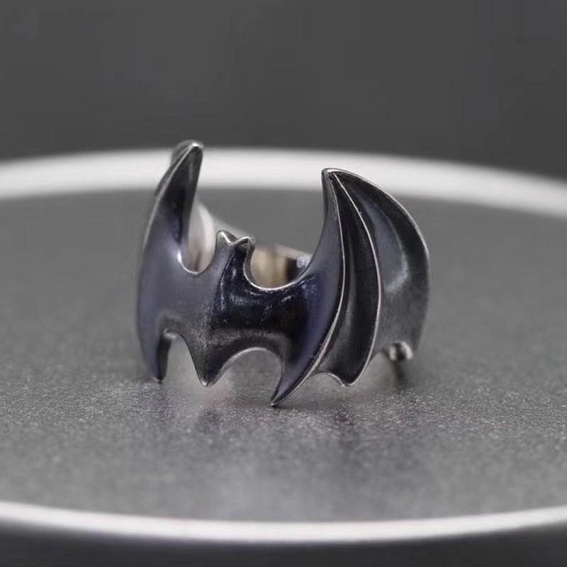 Adjustable Bat Ring Men Women Sterling Vintage Punk Gothic Jewelry Open Band Design
