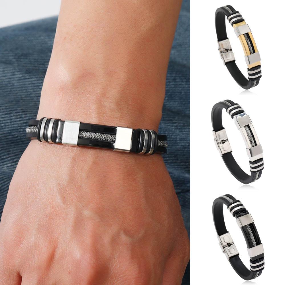 New Noter Men Bracelet Stainless Steel 3 Colors Handmade Leather Braslet Hiphop Rock Punk Hand Accessories Gift For Him Pulseria