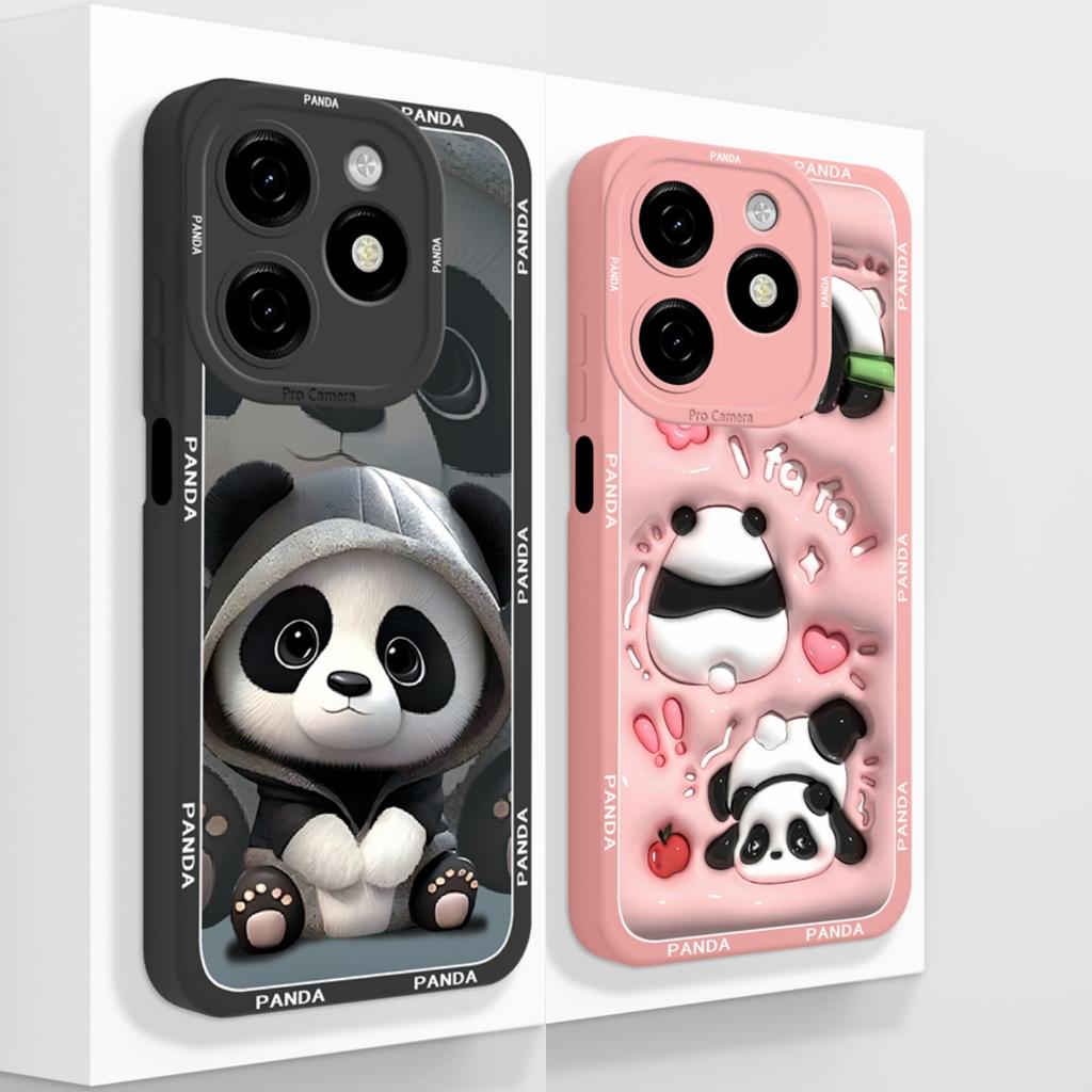 For Infinix Smart 8 Pro Plus Case Cute Panda Back Cover For Infinix Smart8 HD Phone Cases Soft Liquid Silicone Camera Protectors