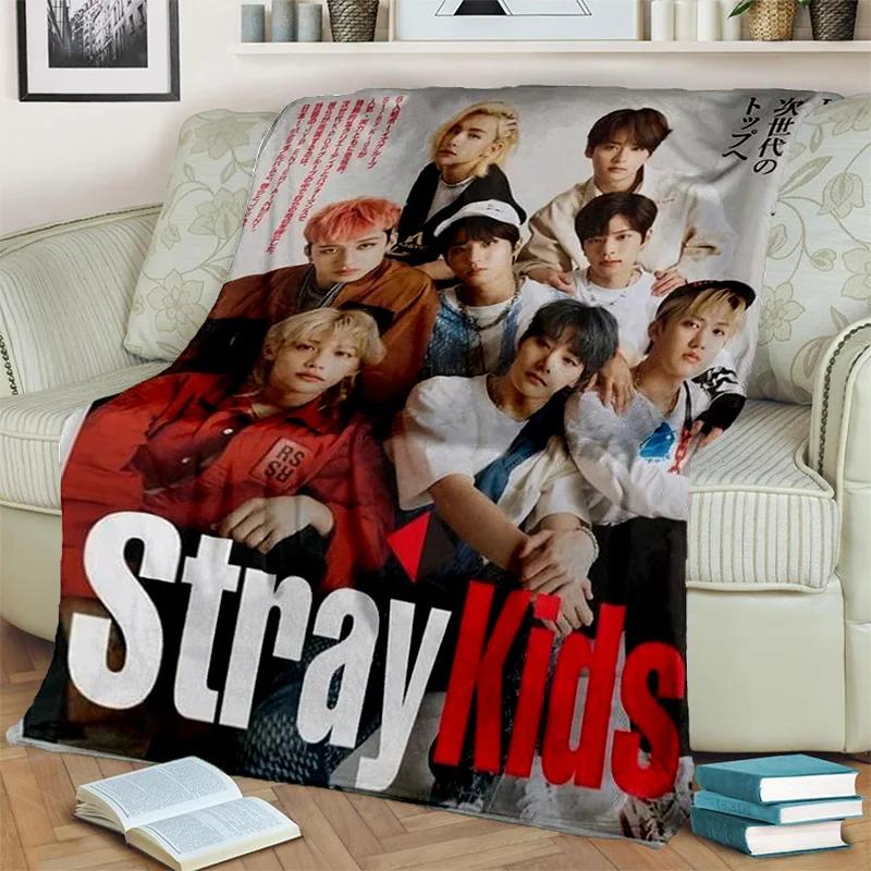 3D Kpop Stray Kids Korea Singer Blanket,Soft Throw Blanket for Home Bedroom Bed Sofa Picnic Travel Office Rest Cover Blanket Kid