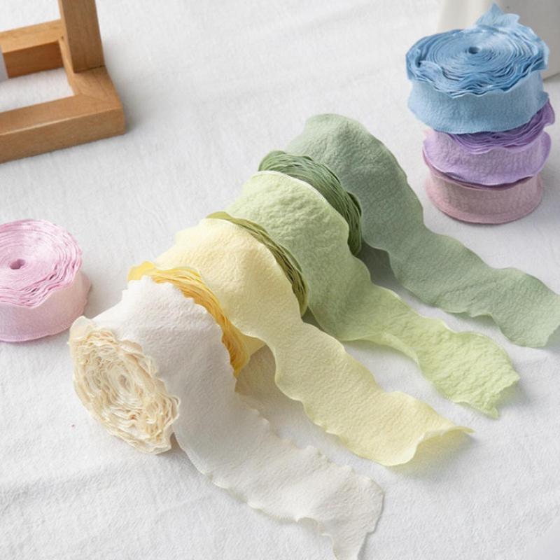 1 Roll Plain Fishtail Yarn Ribbon For Wedding Invitation Flower Bouquets Birthday Party Cake Gifts Packaging Lace Ribbon Decor