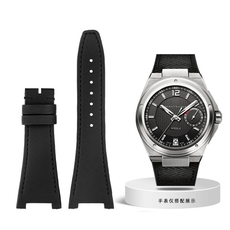 Nylonowo-skórzany pasek do zegarka IWC Engineer z wycięciem Pasek IW500501 IW378507 IW322703 Seria Czarny Sportowy płócienny pasek do zegarka