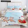 Merry Christmas King Queen Duvet Red Cartoon Santa Car Animals Bedding Set for Children Boy Girl Happy Holiday Theme Quilt Cover