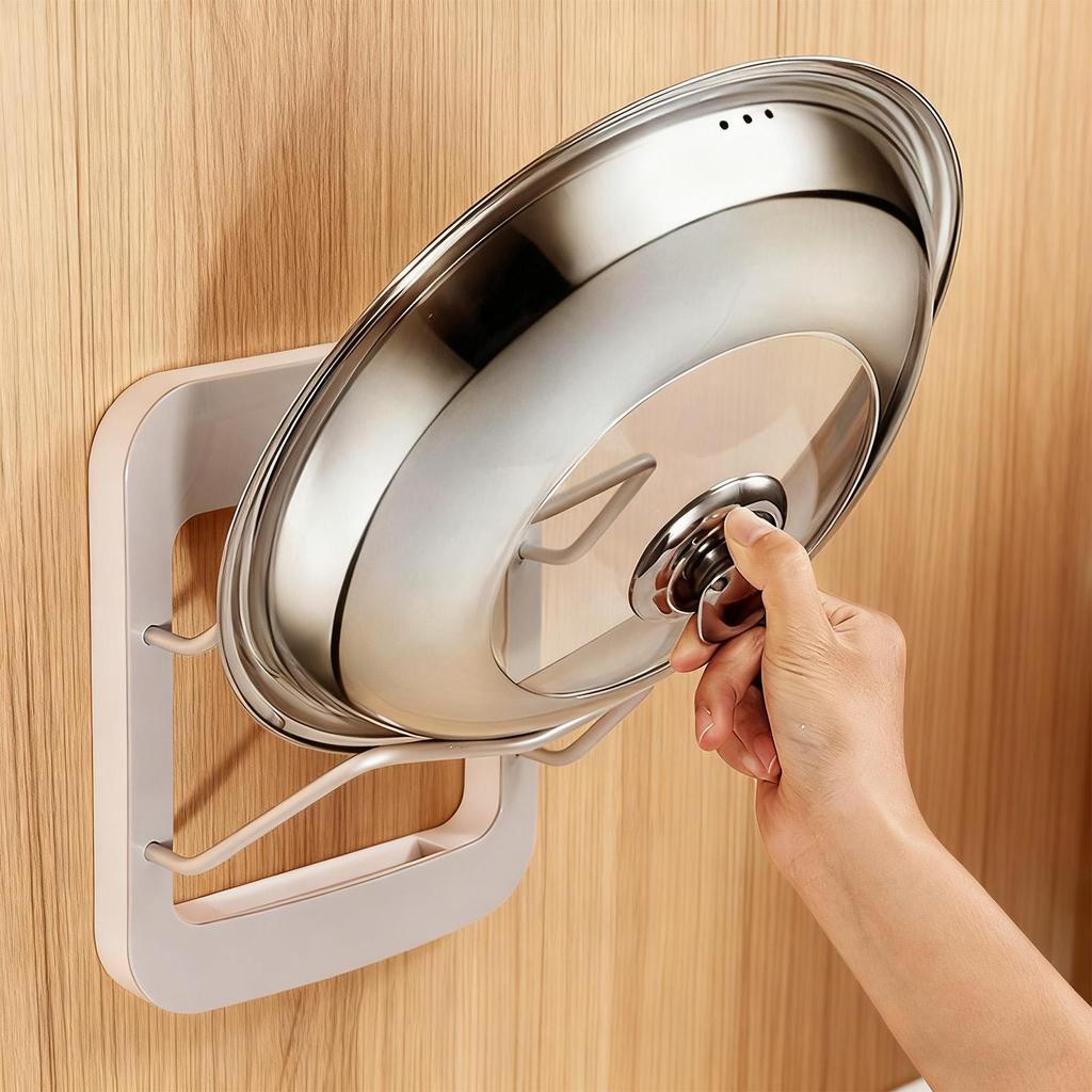 Pot Lids Organizer Rack Wall Mounted Kitchen Storage Shelf No Drilling Adhesive Cutting Board Holder for Home Dormitory Hotel