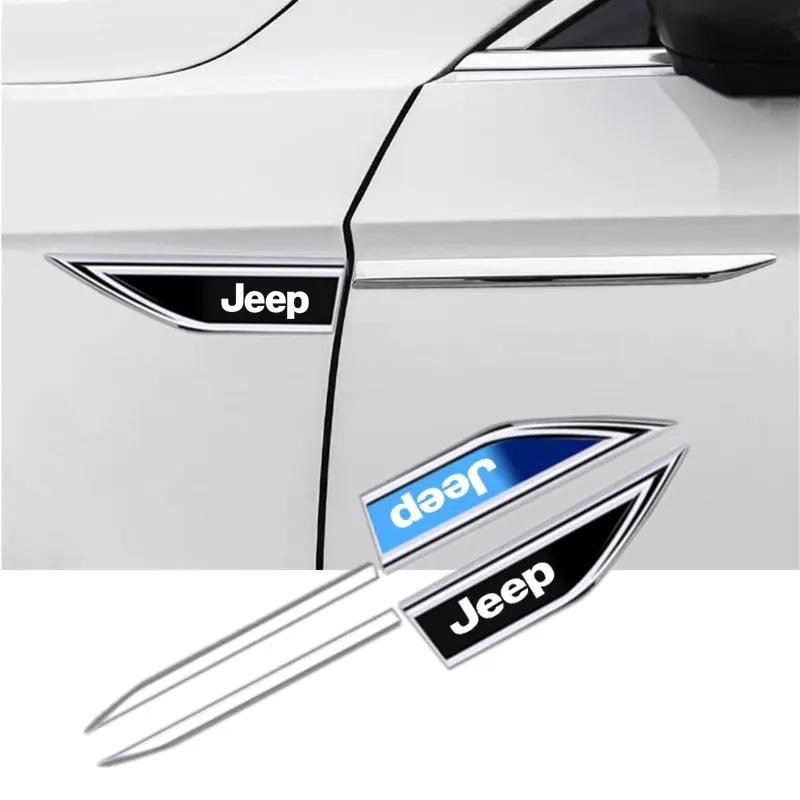 2Pcs Metal Car Fender Logo Sticker Decal for Jeep Renegade Wrangler JK Grand Cherokee Compass Patriot Car Exterior Accessories