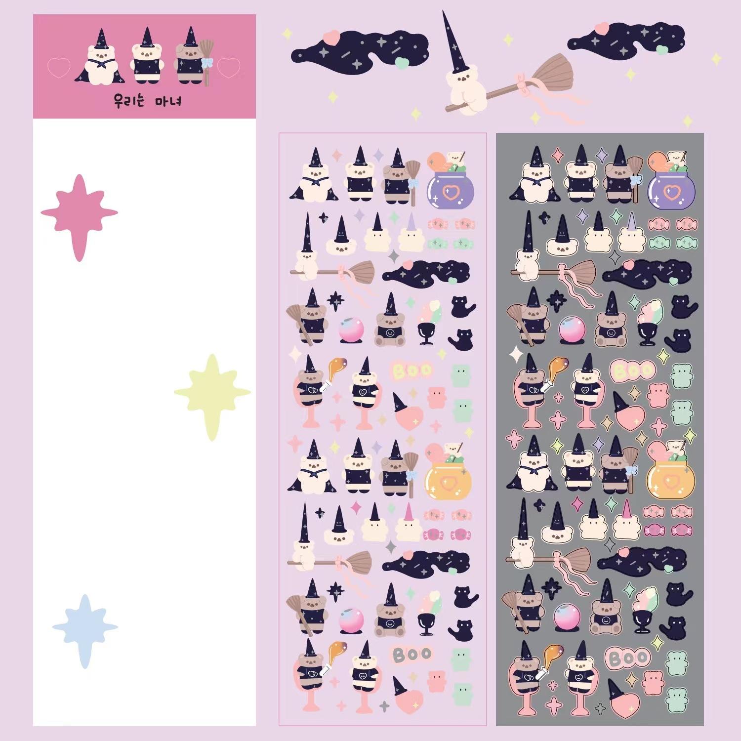 

Корейская популярная наклейка на Хэллоуин с изображением медведя, милая мультяшная наклейка Gooka, декоративный материал для самостоятельного изготовления, наклейка на ручную учетную запись