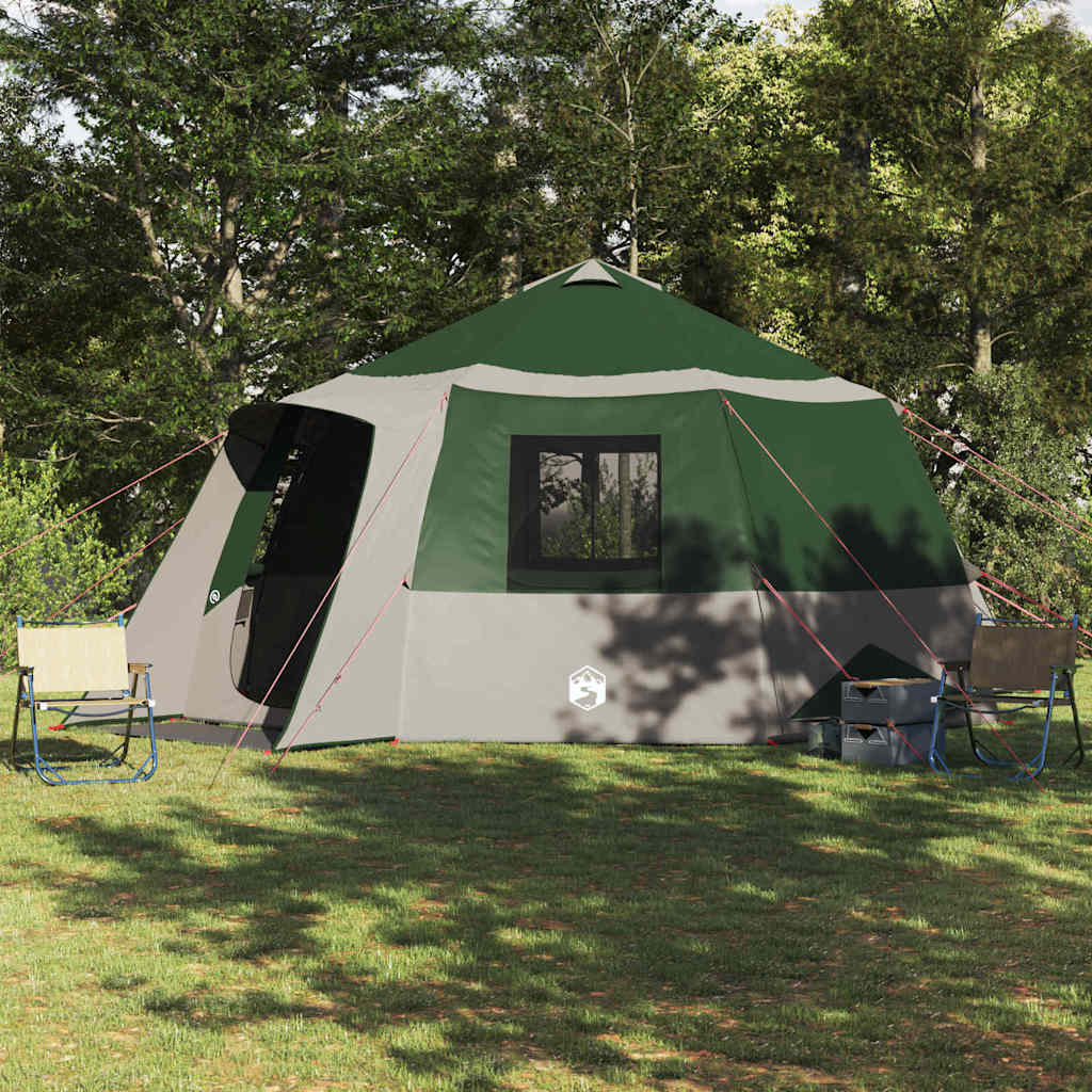 Cabin Tent 12 Person Green and Grey 500 x 500 x 294 cm