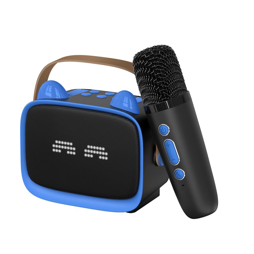 Kids Karaoke Speaker with 2 Mics Colorful Lights Support Noise Reduction BT for Smartphone