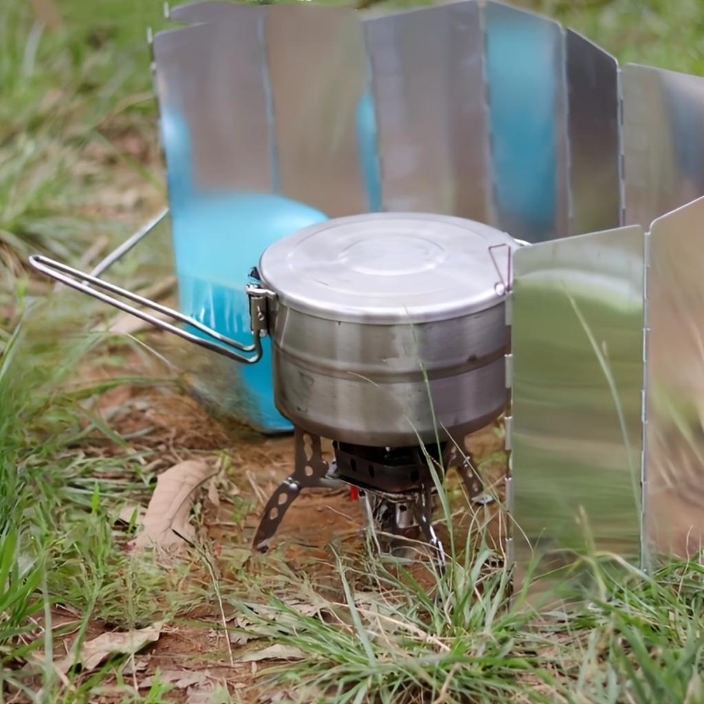 Portable Folding Outdoor Wind Shield, Aluminum Alloy Durable Baffle, Essential Camping Accessory For Hiking, Picnic And Outdoor Cooking