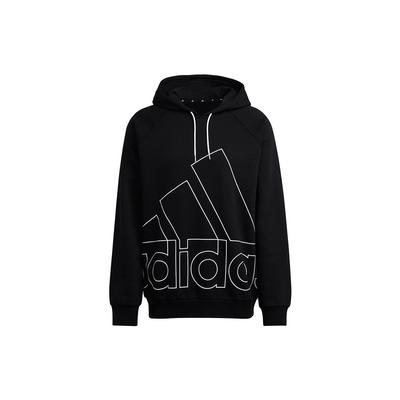 adidas Logo Print Pullover Hoodie Men Sportswear Black HB5089