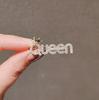 Cute Rhinestone Queen Brooches for Women Crown Letters CZ Crystal Party Label Pins Trendy Buckle Jewelry Gifts