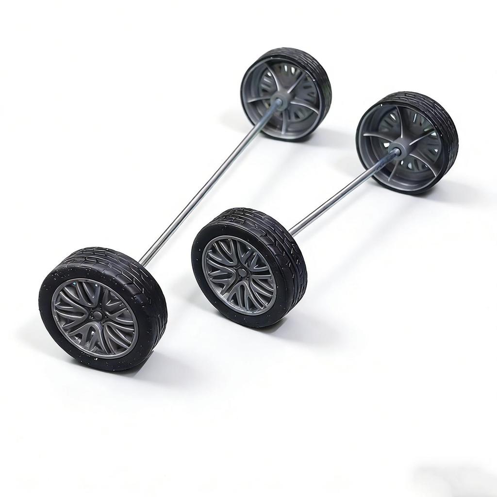 25x2mm Black Rubber Wheel Toy Car Axle Set for Model Assembly