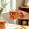 Glass Mug with Hummingbird and Floral Garden of Hope Design Large Capacity Durable Handle for Hot or Cold Beverages Home Office Use