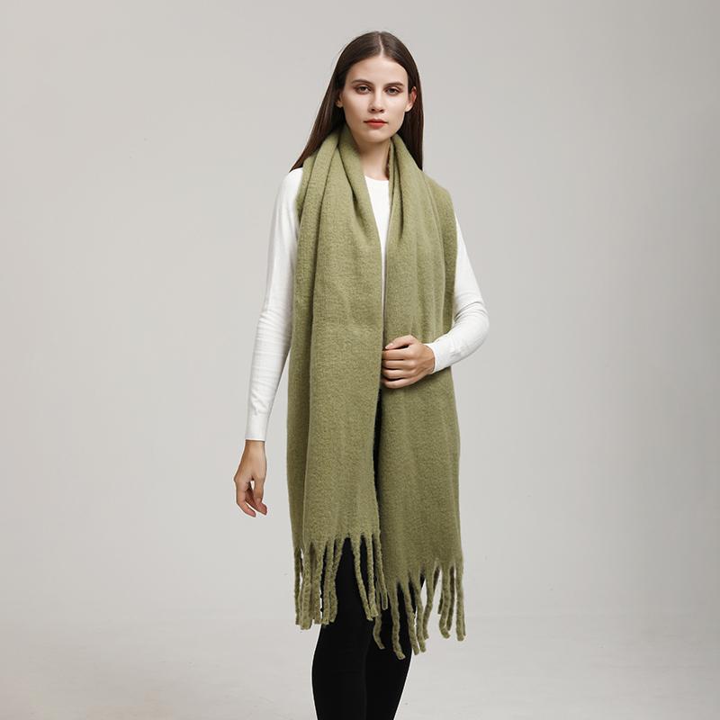 Winter Solid Color Tassels Cashmere Scarf Keep Warm Woman Pashmina Shawl Ladies Fashion Long Scarves Wraps  210*30Cm