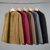 Winter Warm Men Shirt Cotton Linen Thicken Casual Coat Stand Collar Disc Buckle Shirt Grey Fleece Jacket Chinese Traditional Clothing