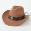 Hot-selling top hat, ethnic style cow head, western cowboy top hat, rolled brim, retro riding hat, woolen felt hat