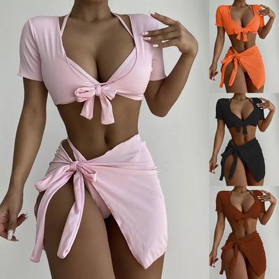 4Pack Women Summer High Waist Halter Tie Bikini Sets Beachwear Bathing Suits